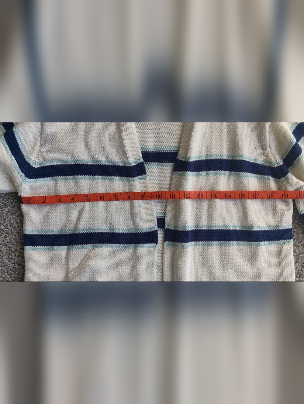 St John's Bay Navy Stripe White Open-Front Long Cardigan Sweater - Picture 7 of 8